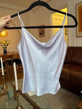 Fleur du Mal Hammered Silk Cowl Neck Cami in Light Lilac